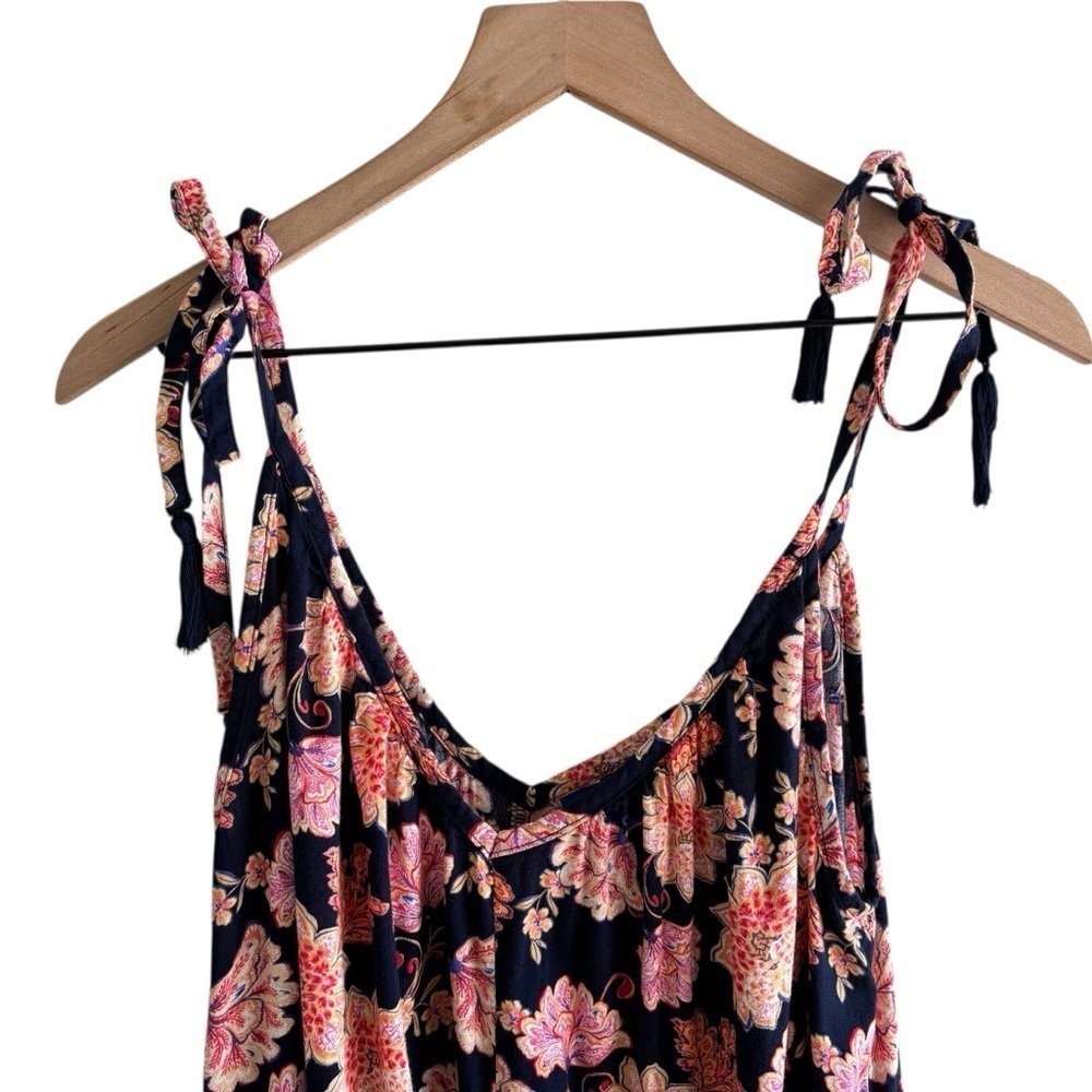 Old-Navy Tie-Shoulder Floral Print All Day Midi Swing Dress Size Small Casual - Picture 3 of 14
